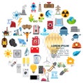 Infographics set with power and energetics industry symbols