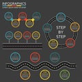 Infographics set. Road in shape of arrow with steps, options or levels. Vector illustration. Royalty Free Stock Photo