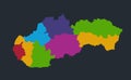 Infographics Slovak Republic map, flat design colors, Slovakia of individual administrative division, blank