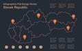 Infographics Slovakia, Slovak Republic map outline, flat design, color blue orange Royalty Free Stock Photo