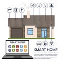 Infographics of the smart house. Home, laptop computer and a s