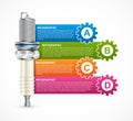 Infographics with spark plugs for presentations and brochures. Royalty Free Stock Photo