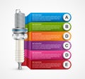 Infographics with spark plugs for presentations and brochures.