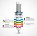 Infographics with spark plugs for presentations and brochures. Royalty Free Stock Photo
