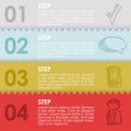 Infographics steps paper sheets,