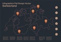 Infographics Switzerland map outline flat design color blue orange Royalty Free Stock Photo