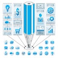 Infographics template, idea with pencil, vector illustration. Royalty Free Stock Photo