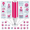 Infographics template, idea with pencil, vector illustration. Royalty Free Stock Photo