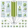 Infographics template, idea with pencil, vector illustration. Royalty Free Stock Photo