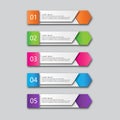 Infographics template 5 options with rectangle banner, can be used for workflow layout, diagram, website, corporate report,