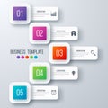 Infographics template 5 options with square