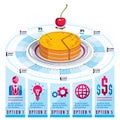 Infographics template, piece of pie idea, . Royalty Free Stock Photo