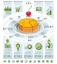 Infographics template, piece of pie idea. Royalty Free Stock Photo