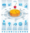 Infographics template, piece of pie idea. Royalty Free Stock Photo