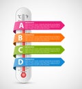 Infographics thermometer with multi-colored ribbons.