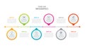 Infographics timeline circle paper with 6 data horizontal template. Vector illustration abstract background. Can be used for Royalty Free Stock Photo