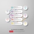 infographics timeline element with 3D paper label, integrated circles. Business concept with options for content, diagram, flowcha