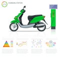 Infographics and Trendy electric scooter charging point