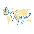 Infographics vector illustration. Airplane path from Bon Voyage lettering.