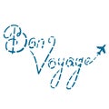 Infographics vector illustration. Airplane path from Bon Voyage lettering. Isolate