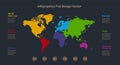 Infographics World maps with individual continents and labels with names, on a dark background Royalty Free Stock Photo