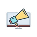 Color illustration icon for Infomercial, annoying and marketing