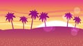 Seamless Tropical Beach Background At Sunset With Text Space, Vector Illustration. Royalty Free Stock Photo