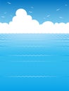 Seamless Ocean View Vertical Background With Text Space, Vector Illustration. Royalty Free Stock Photo