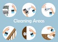 Inforgraphics of cleaning points areas