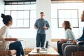 Informal meetings work best for their business. a group of young businesspeople having a meeting in a modern office. Royalty Free Stock Photo