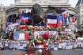 Informal memorial to victims of terrorism on Place de la Republique in Paris