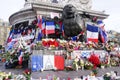 Informal memorial to victims of terrorism on Place de la Republique in Paris