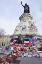 Informal memorial to victims of terrorism on Place de la Republique in Paris