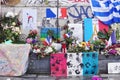 Informal memorial to victims of terrorism on Place de la Republique in Paris