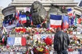 Informal memorial to victims of terrorism on Place de la Republique in Paris