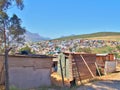 Informal settlement in South Africa with solar panels. Royalty Free Stock Photo