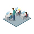 Informatics lesson at school isometric icon