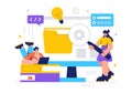 Informatics Vector Illustration featuring Logistics and Supply Chain Management Software Solutions with Coding and Digital
