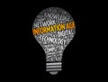 Information age light bulb word cloud collage, concept background Royalty Free Stock Photo