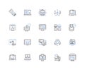 Information age line icons collection. Digitization, Automation, Connectivity, Big data, Algorithms, Cybersecurity