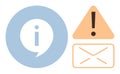 Information Alert Concept with Exclamation Symbol, Email Notification, and Information Icon Royalty Free Stock Photo