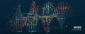 Information analytics concept. Abstract stream information with waves array and binary code. Filtering machine algorithms. Sorting Royalty Free Stock Photo