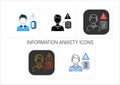 Information anxiety icons set