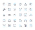 Information architecture linear icons set. Hierarchy, Navigation, Categorization, Taxonomy, Organization, Structure Royalty Free Stock Photo