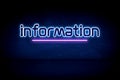 Information - blue neon announcement signboard