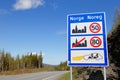 Information board on arrival to Norway