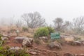 Information board and bench at the Valley of Desolation Royalty Free Stock Photo