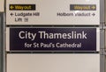 Information board in City Thameslink train station, the stop for St Paul's Cathedral Royalty Free Stock Photo