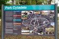 Information board in Cytadela Park, Poznan, Poland