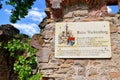 Information board at entrance of spur castle ruin called Wachtenburg in Rhineland-Palatinate